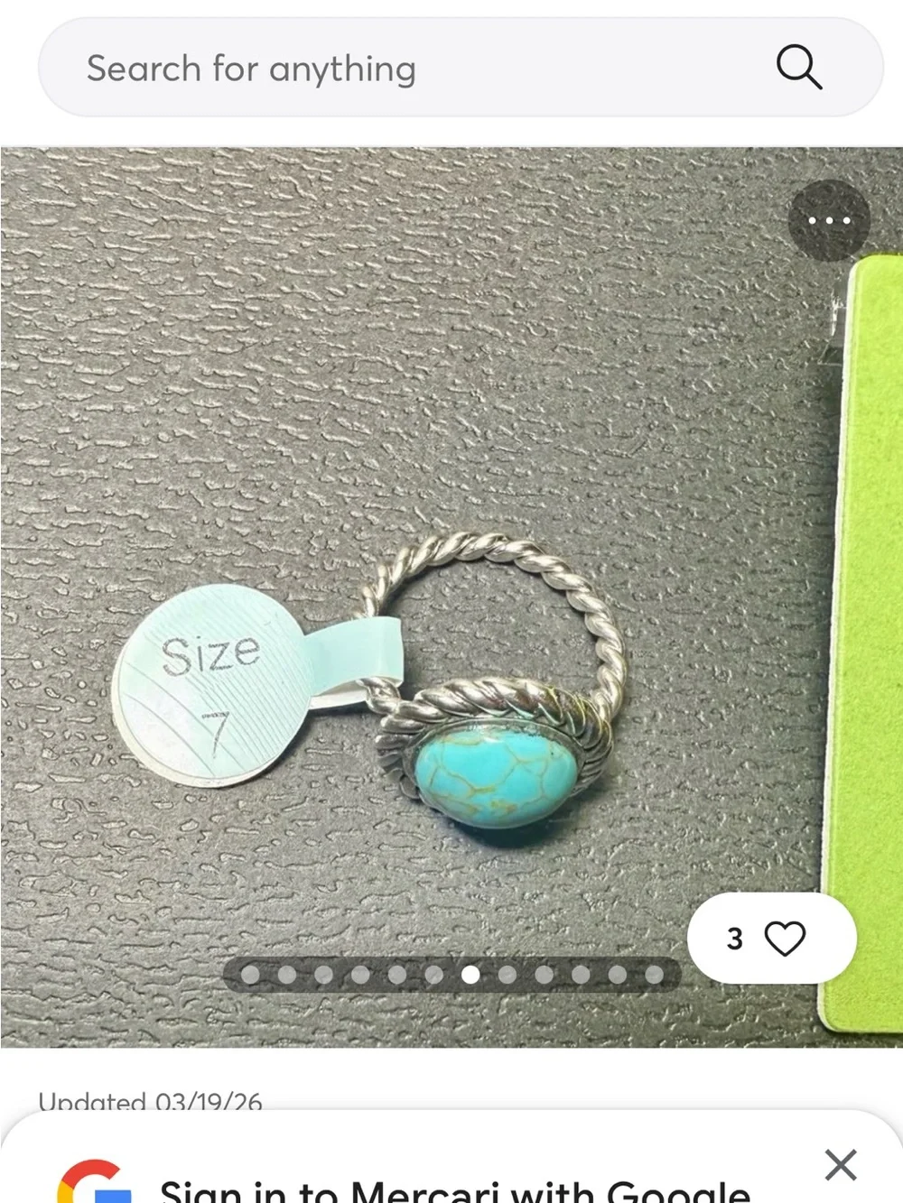 Turquoise Cabochon Rope-Edge Sterling silver Ring - Blue size 7